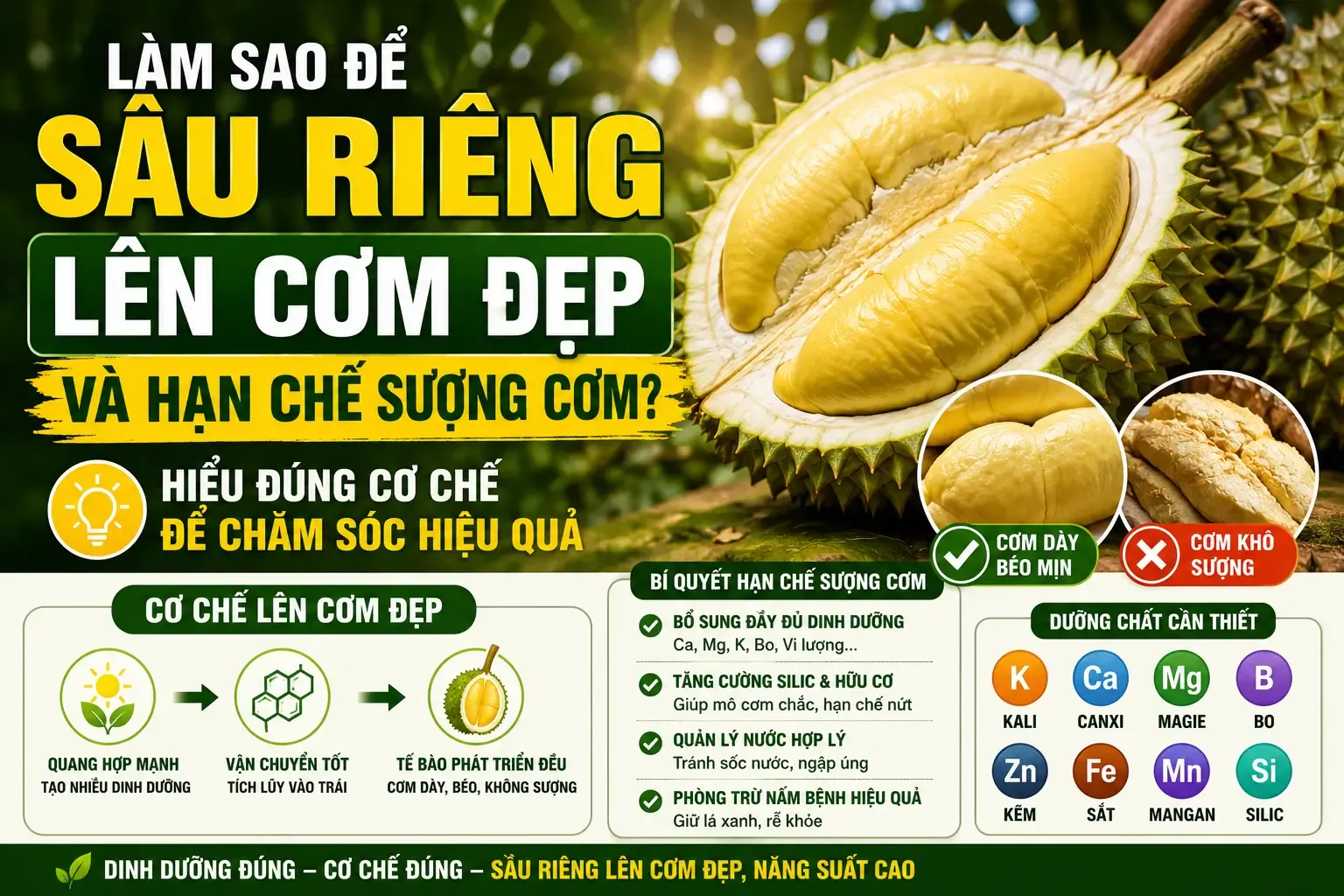 Làm sao để sầu riêng lên cơm đẹp hạn chế sượng