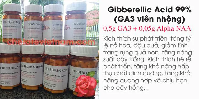 Bán Gibberellic Acid 0,5g GA3 + 0,05g Alpha NAA dạng viên nhộng (Mỹ)