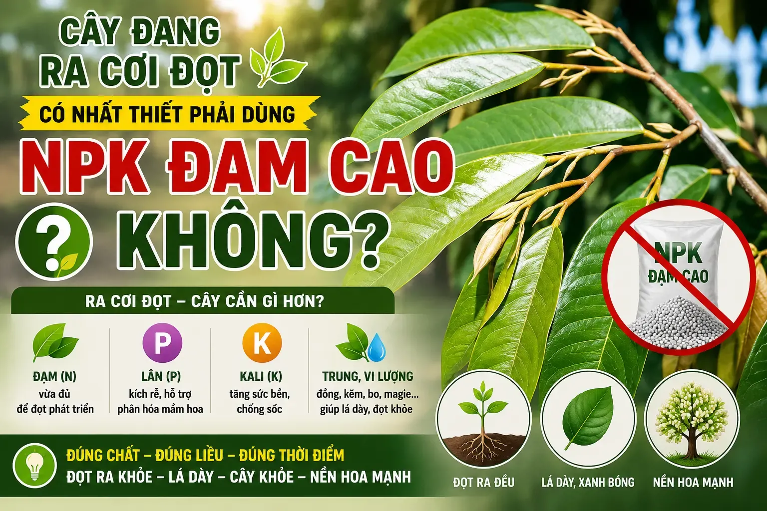 Cây đang ra cơi đọt có nên bón NPK đạm cao không