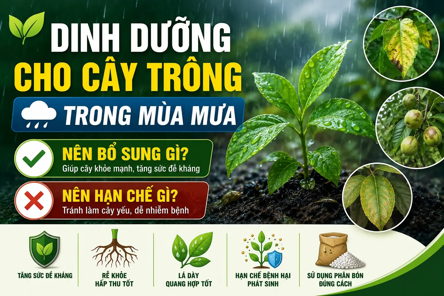 Dinh dưỡng cho cây trong mùa mưa