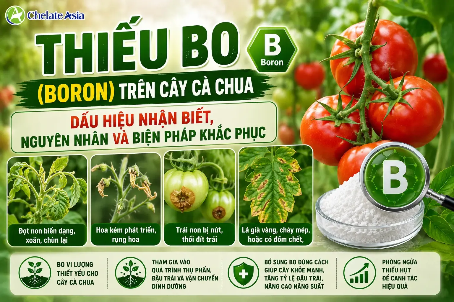 Thiếu Bo trên cây cà chua