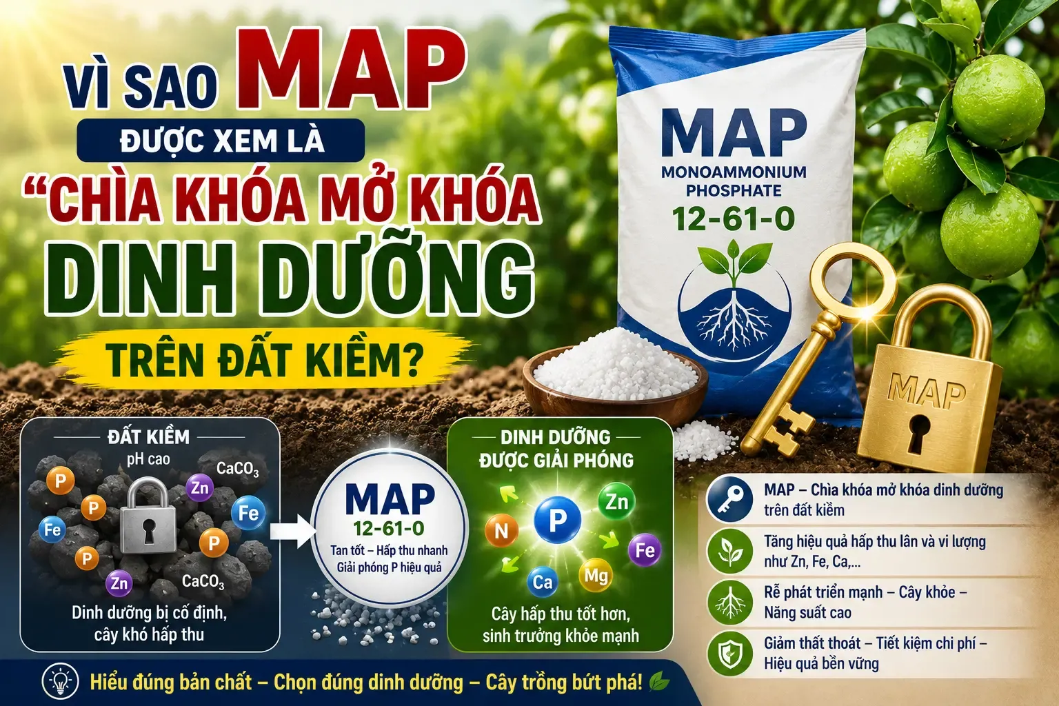 MAP chìa khóa mở khóa dinh dưỡng trên đất kiềm