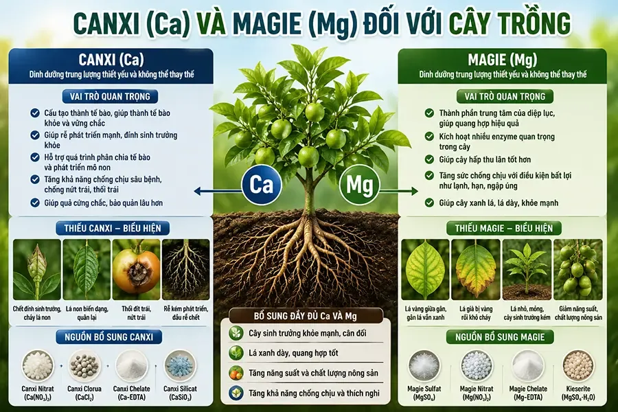 Canxi và Magie đối với cây trồng