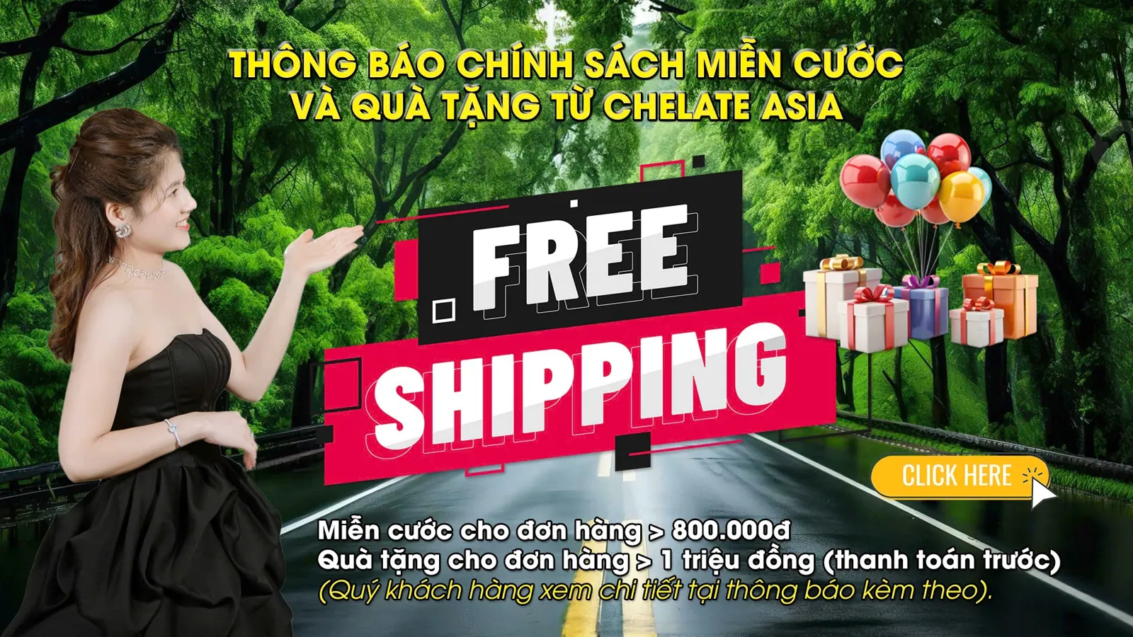 Thông báo miễn cước và quà tặng từ Chelate Asia