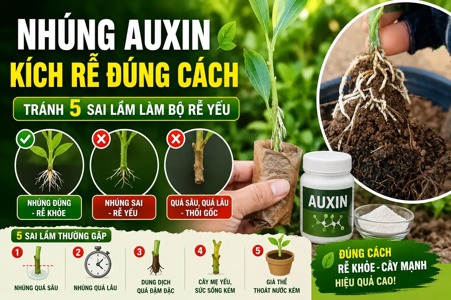 Nhúng Auxin kích rễ đúng cách